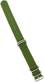 Stylowy pasek do zegarka NATO 039 w zielonym kolorze. Parciany materiał, długość 26 cm, szerokość 22 mm, stalowa sprzączka w srebrnym kolorze. Idealny do codziennych i sportowych stylizacji.2.jpg